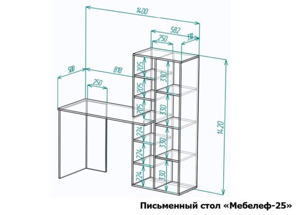 Письменный стол Мебелеф-25 размеры