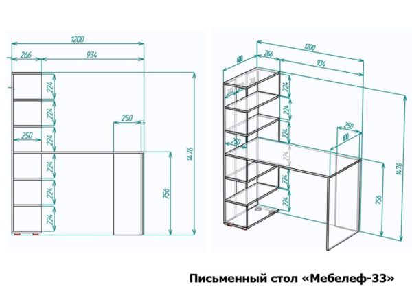 Письменный стол Мебелеф-33 размеры