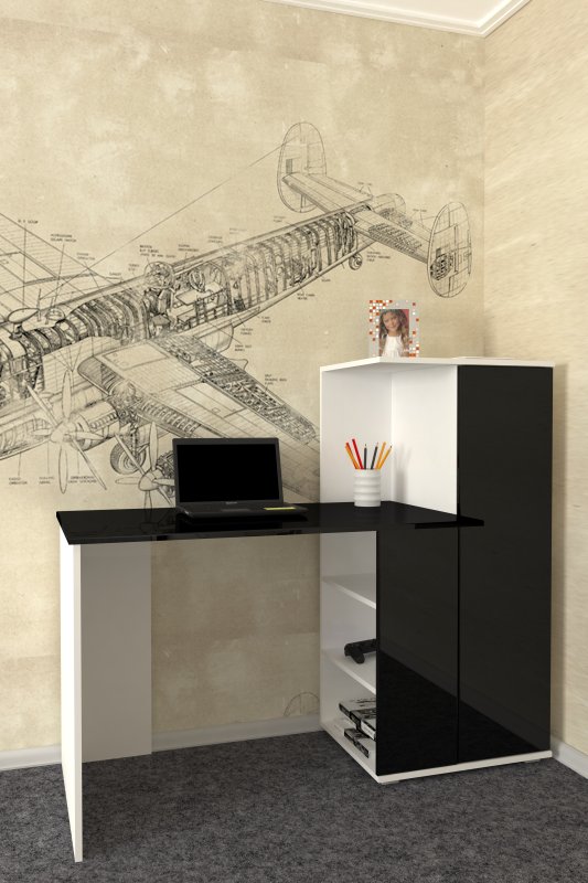стол для ноутбука Мебелеф-4 белый-черный глянец
